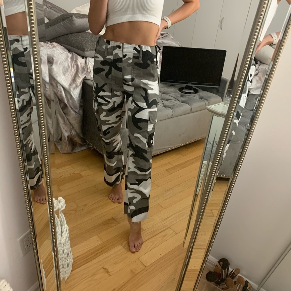 Black and white army cargo pants